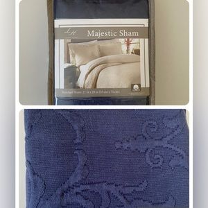 Lamont Home All Over Brocade 100% Cotton Pillow Sham - STANDARD Navy